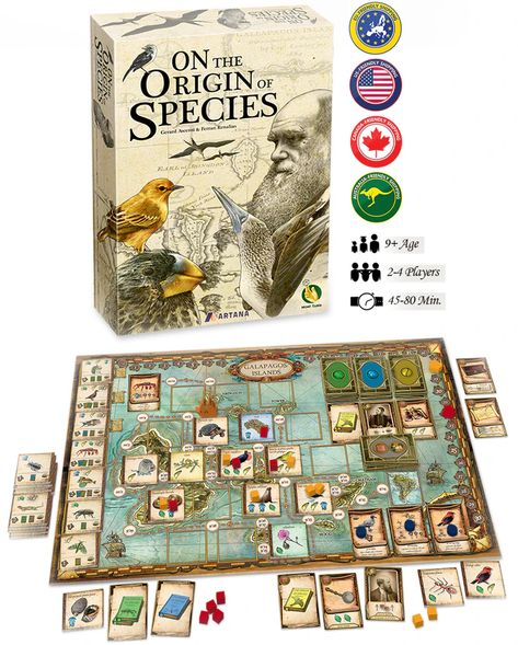 On The Origin of Species Board Game by Artana LLC — Kickstarter On The Origin Of Species, Kickstarter Design, Bord Games, The Origin Of Species, Rpg Board Games, Board Game Room, Origin Of Species, Wooden Board Games, Baby Play Activities