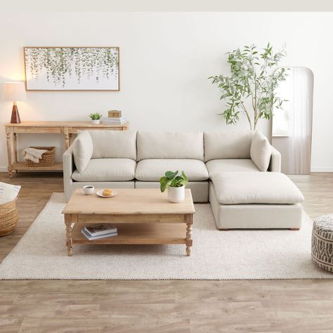 Weston Sand Pillow Top 4 Piece L Modular Sectional Sofa - World Market West Elm Cloud Couch, West Elm Harmony Modular Sofa, Cream Modular Sofa, Tan Modular Sofa, Soft Modular Sectional Sofa Structube, Modular Sectional Sofa, Pillow Top, World Market, Modular Sectional