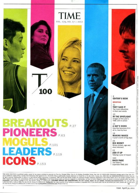 TIME MAGAZINE  2012  100 Most Influential People in the World Student Magazine Design, Education Magazine Cover Design, University Magazine Cover, Magazine Interview Layout Design, Tech Magazine Cover, Magazine Name Ideas, Editors Letter, Media Infographic, Magazine Cover Ideas