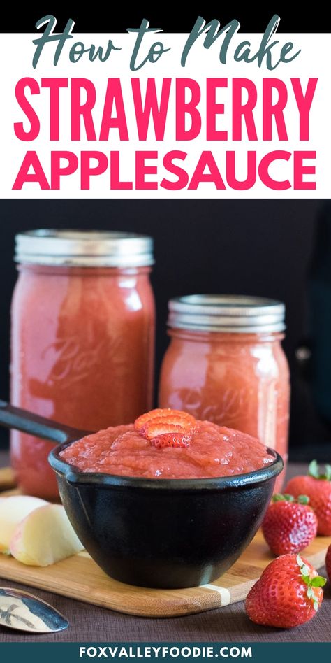 Apple Recipes For Canning, Applesauce Recipes Canning, Strawberry Applesauce, Homemade Applesauce Recipe, Canning Applesauce, Homemade Applesauce Recipes, Canning Jam Recipes, Canned Strawberries, Applesauce Recipe