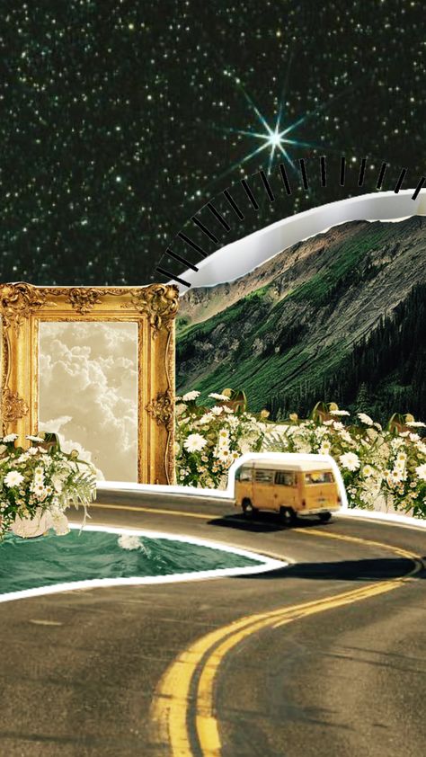 #vintage #moodboard #rustic #van #stars #galaxy #stargazing #road #travel #flowers #collage #aesthetic Road Collage, Vintage Moodboard, Flowers Collage, Film Ideas, Road Travel, Astronaut Art, Photoshop Collage, Magazine Collage, Collage Vintage