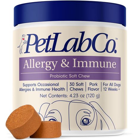 PetLab Co. Allergy & Immune Probiotics for Dogs, Support Seasonal Allergies, Gut & Digestive Health - Pork Flavor - 30 Soft C Probiotics For Dogs, Small Sized Dogs, Dog Itching, The Chew, Seasonal Allergies, Dog Allergies, Dog Supplements, Beneficial Bacteria, Immune Health