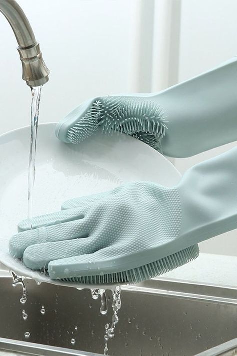 Silicone Scrubber, Scrub Gloves, Magic Gloves, Homemade Toilet Cleaner, Silicone Gloves, Dishwashing Gloves, Clean Plates, Cloth Pattern, Dish Washing