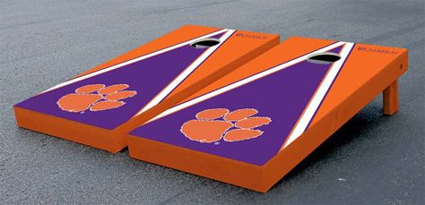 Clemson University Triangle Cornhole Boards by JRHCornhole on Etsy Cornhole Boards Designs, Tiger Paw, Cornhole Game, Cornhole Board, Clemson University, Corn Hole Game, Corn Hole, Toss Game, Duck Cloth