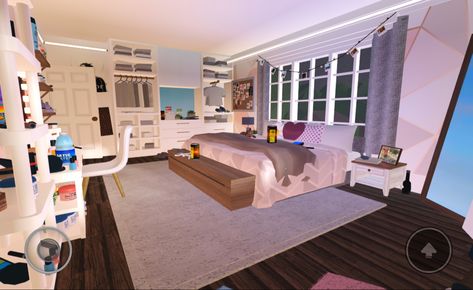 Teenager room Teenage Bedroom Bloxburg, Teen Room Bloxburg, Roblox Layout, Bloxburg Teen Room, Bloxburg Teen Room Ideas, Roblox Room, Roblox Builds, Codes Wallpaper, Bloxburg Rooms