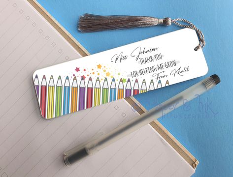 PERSONALIZED teacher bookmark small end of term gift idea for teaching assistant by PaperandInksUK on Etsy Teacher Bookmark, Teachers Day Gifts, End Of Term, Illustration Cute, Teaching Assistant, Class Gift, Personalized Teacher Gifts, Bookmark Gifts, Ink Illustration