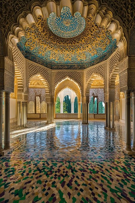 "Marvel at the Alhambra! 🏰🌟 Explore this stunning palace and fortress complex in Spain, renowned for its intricate Moorish architecture. ✨ #Alhambra #SpanishHistory #TravelSpain" Spanish Islamic Architecture, Alhambra Architecture, Alhambra Spain, Moroccan Architecture, Moorish Architecture, Alhambra Palace, Aesthetic Architecture, Alhambra Granada, Islamic Architecture