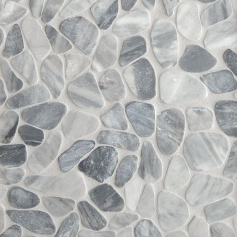 Pebblino Mosaici | Ice Blue Pebble Mosaic, 12 x 12, Grey - Floor & Decor Stone Shower Floor, Armoire Design, Pebble Floor, Stone Shower, Pebble Tile, Master Shower, Floor Tile Design, Pebble Mosaic, Room Tiles