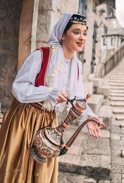 Bosnian Traditional Dress, Bosnia Traditional Clothes, Bosnian Folk Costume, Bosnian Traditional Clothing, Steppe Culture, Bosnian Culture, Balkan Culture, Folklore Dress, European Costumes