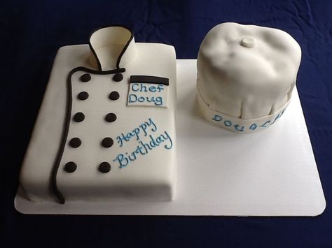 Chet's coat and hat Happy Birthday Chef, Chef Cake, Graduation Party Foods, 30 Birthday Cake, Adult Birthday Cakes, Square Cake, Funny Birthday Cakes, Chef Coat, Ras Al Khaimah