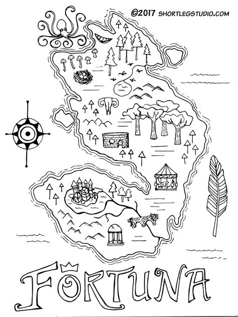 My original Fortuna map drawing. Fantasy Island Map Drawing Ideas, Fake Map Drawing, Rice Island Map Drawing, Diy Map With Rice, Aesthetic Map Drawing, Rice Map Ideas, How To Draw A Map, Island Map Drawing, Rice Map Drawing