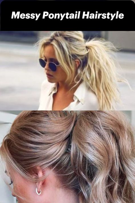 Messy Ponytail Hairstyle Loose Ponytail Hairstyles, Best High Ponytail, Messy Ponytail Tutorial, Dressy Ponytail, Nail Design Halloween, Topsy Tail Hairstyles, Ponytail Looks, Messy High Ponytails, Messy Ponytail Hairstyles