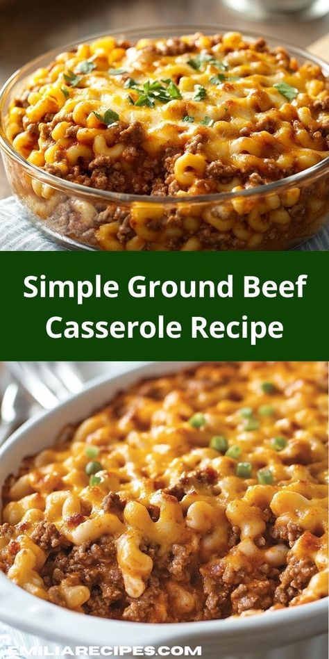 Need a quick and easy dinner solution? This Simple Ground Beef Casserole Recipe requires minimal prep time and uses pantry staples, making it an ideal choice for those seeking simple casserole recipes that delight the whole family. Quick Casserole Recipes, Easy Ground Beef Casseroles, Yummy Casserole Recipes, Quick Family Meals, Ground Beef Casserole Recipes, Beef Pasta, Dinner With Ground Beef, Ground Beef Casserole, Ground Beef Recipes Easy