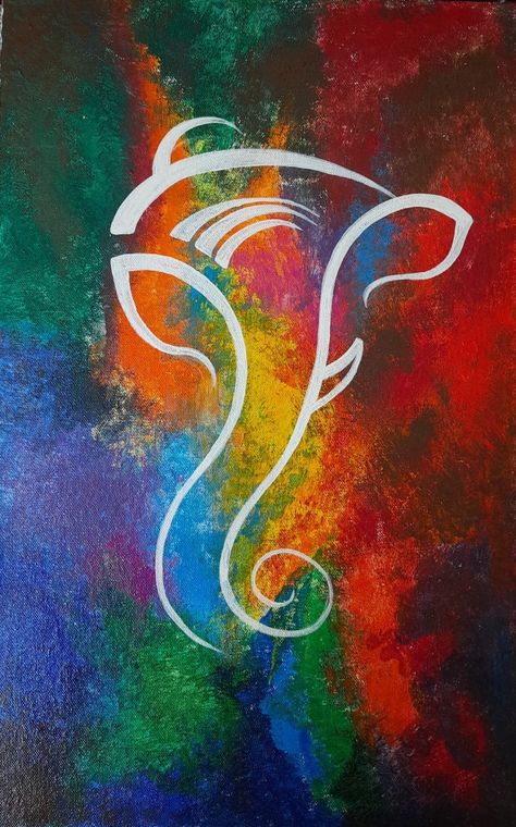 Unique Ganesha Painting, Abstract Ganesha Painting Modern, Abstract Ganpati, Abstract Ganesha Painting, Ganesh Artwork, Ganpati Painting, Madhubani Print, Temple Festival, Diwali Painting