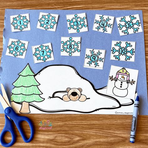 Ten Snowflakes Math Craft - Primary Playground Snowflakes Craft, Primary Playground, Winter Lesson Plan, January Ideas, Winter Math Activities, Winter Crafts Preschool, January Activities, Winter Activities Preschool, Snowflake Craft