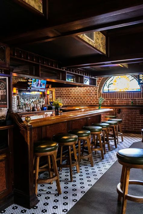 The Dublin Pub at Muldoon's Irish Pub - in Newport Beach, CA English Pub Bar, Irish Bar Aesthetic, Irish Pub Home Bar, Irish Pub Bar Design, Traditional Irish Pub Interiors, Cabin Basement Ideas, Irish Pub Aesthetic, Home Irish Pub, Cabin Basement