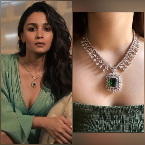 Buy Alia Bhatt Inspired Emerald Green Doublet Pendant Set online on Etsy India. Shop for handmade, vintage and unique Jewellery Sets items from Yanascreationandco online on Etsy Bollywood Diamond Necklace, Diamond Indian Necklace, White Gold Necklace Set, Emareld Jewellery, Diamond Necklace Emerald, Indian Emerald Jewellery, Emerald Sets Jewellery, Diamond And Emerald Necklace, Diamond Sets Necklace