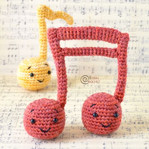 Music Note Amigurumi, Crochet Music Notes Pattern Free, Crochet Musical Instruments, Music Amigurumi, Crochet Music Note, Crochet Notes, Crochet Music, Crochet Geek, Musical Notes