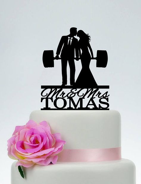 Wedding Cake Topper,Fitness Couple Cake Topper,Weight lifting Groom and Bride, Last Name Cake Topper,Custom Cake Topper C219 Gym Theme Wedding, Funny Cake Toppers, Wedding Anniversary Cakes, Top Wedding Trends, Rustic Cake Toppers, Wedding Anniversary Cake, Floral Wedding Cakes, Wedding Cake Topper, Fit Couples