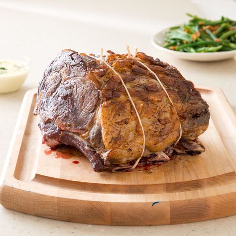 Best Prime Rib [America's Test Kitchen. Sear. Roast at 200 for 3-4 hours (7#), let sit in oven for 30 min, then rest for 30-75 min.] Best Prime Rib, American Test Kitchen, Cooks Illustrated Recipes, Donut Toppings, Standing Rib Roast, Cookie Toppings, America's Test Kitchen Recipes, Prime Rib Roast, Rib Roast