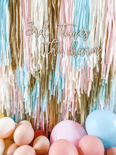 Blue And Pink Background, It's A Baby Boy, Streamer Wall, Fringe Wall, Boho Birthday Party, Backdrop Wall, Chic Bridal Showers, Fringe Backdrops, Shower Backdrop