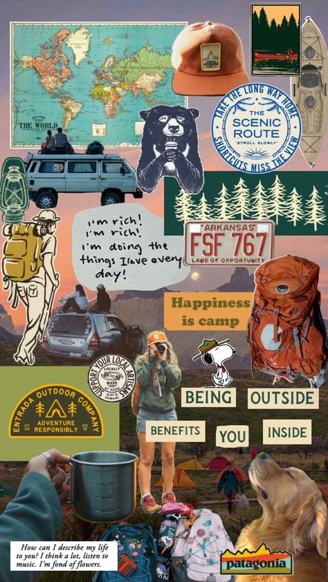 just figured out you could do this! collages are fun! #camping #camp #hiking #outdoors #patagonia #granola #collage Camping Collage, Granola Vibes, Granola Aesthetic, Granola Girl Aesthetic, Vision Board Photos, Camping Aesthetic, Adventure Aesthetic, Summer Road Trip, Granola Girl