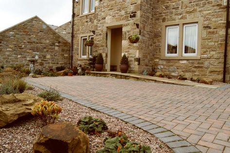 Enhance the kerb appeal of your home | How to design a driveway and choose your surface materials | Quick design ideas and tips | 7 days a week 01252 517571 Country Driveway, Driveway Materials, Driveway Blocks, Paving Ideas, Kerb Appeal, Driveway Paving, Stone Driveway, Commercial Landscaping, Concrete Paving