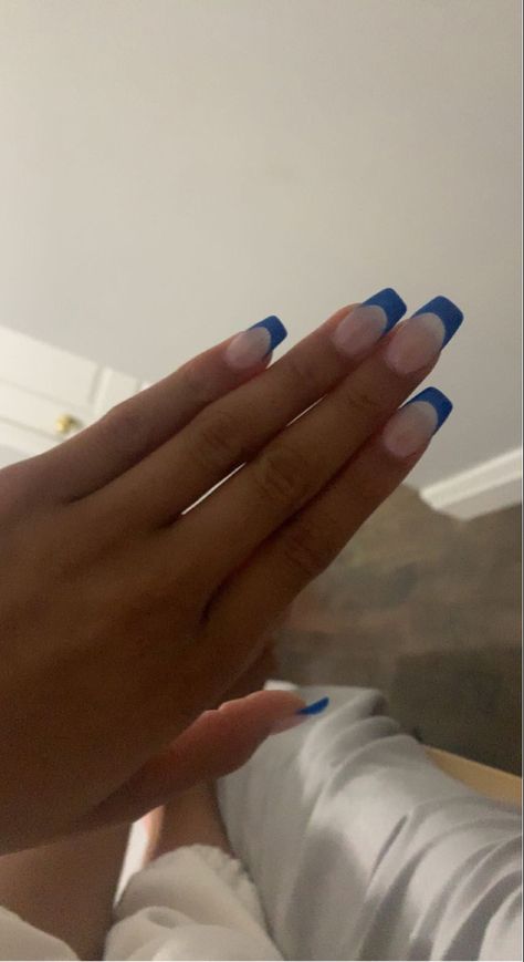 #fashion #nails #bluenails #nailideas French Tip Nails Royal Blue, Royal Blue Nails Designs Short, Blue Nails French Tip, Blue Nails French, Nails Royal Blue, Nails Designs Short, Blue French Tip Nails, Royal Blue Nails Designs, Grad Nails