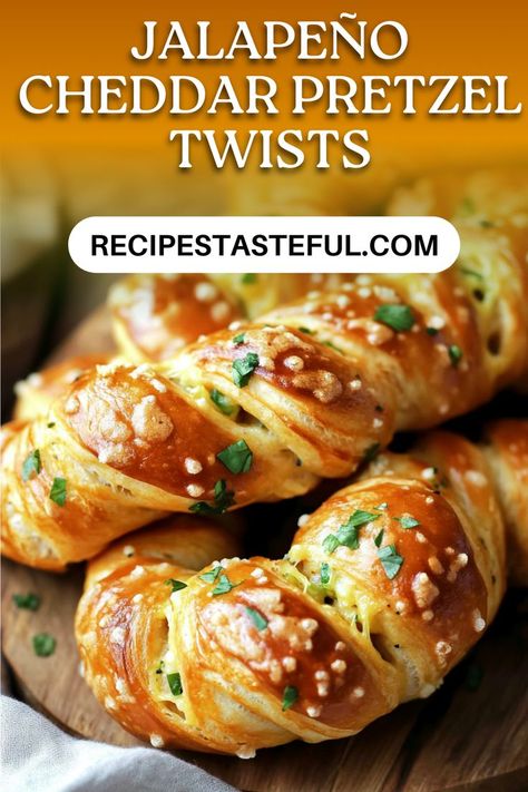 These Jalapeño Cheddar Pretzel Twists are loaded with gooey cheddar cheese and spicy jalapeños for the ultimate savory snack, perfect for game day or an anytime treat! Stuffed Pretzel Recipe, Savory Pretzels, Pretzel Cheese, Pretzel Rolls, Pretzel Twists, Jalapeno Cheese, Jalapeno Cheddar, Sweet Dips, Pretzels Recipe