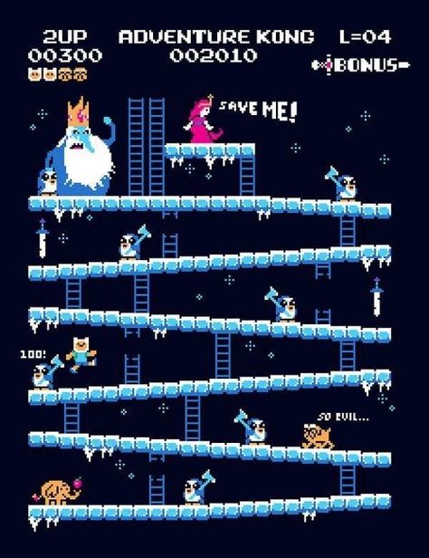 Donkey Kong Adventure Time Adventure Time Tshirt, Land Of Ooo, School Video, Arte Nerd, Finn The Human, Jake The Dogs, Adventure Time Art, Geek Art, Donkey Kong