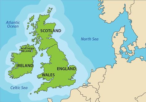 Free Printable World Map, British Isles Map, Republic Of Ireland, North Sea, British Isles, Atlantic Ocean, Wales England, The Republic, World Map