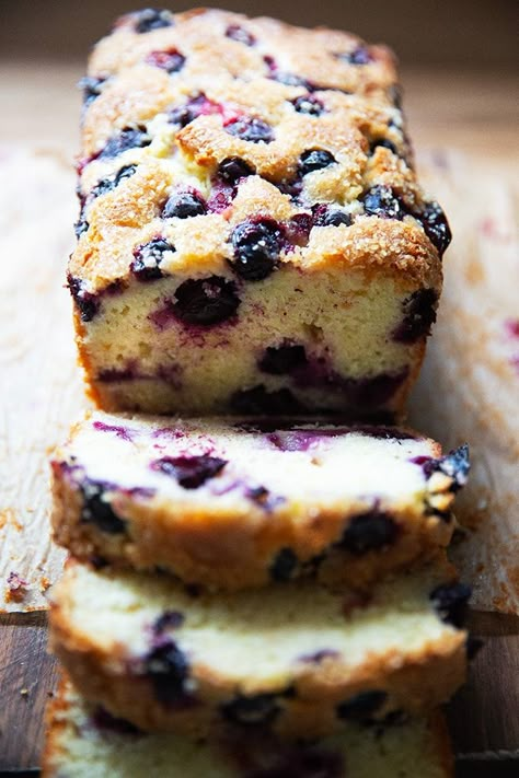 Blueberry Quick Bread, Lemon And Blueberry, Lemon And Mint, Blueberry Loaf, Cream Cheese Bread, Lemon Blueberry Bread, Lemon Cakes, Elegant Food, Lemon Drizzle Cake