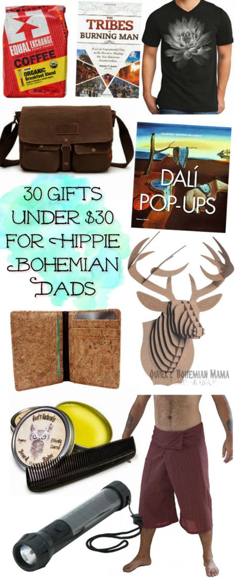 30 Gifts Under $30 for Hippie Bohemian Dads {Cool Father's Day, Christmas gift guide} Hippie Gift Ideas, Boho Gift Ideas, Indie Gifts, Hippie Men, Bohemian Men, Bohemian Mama, Hipster Gifts, Hipster Wedding, Boho Men