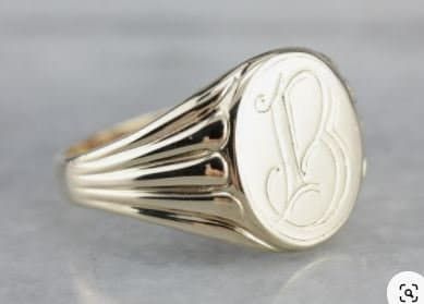 B Initial, Ring Initial, B Monogram, Signet Ring Men, Mens Gold Rings, Signet Rings, Gold Monogram, Ring Art Deco, Signet Ring