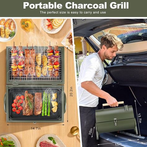 Amazon.com: MAISON HUIS Portable Charcoal Grill Two Side Carbon Griller Mini Smoker Small BBQ Grill Outdoor for Travel Backyard Picnic Beach (Green) : Patio, Lawn & Garden Mini Smoker, Small Bbq, Green Patio, Grill Outdoor, Portable Charcoal Grill, Backyard Picnic, Picnic Beach, Charcoal Grill, Bbq Grill