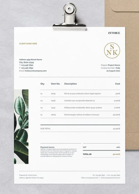 Invoice Design Creative, Invoice Design Template, Invoice Design, Brochure Template Layout, Documents Design, Visual Identity Design, Web Design Projects, Letterhead Design, Good Day Quotes