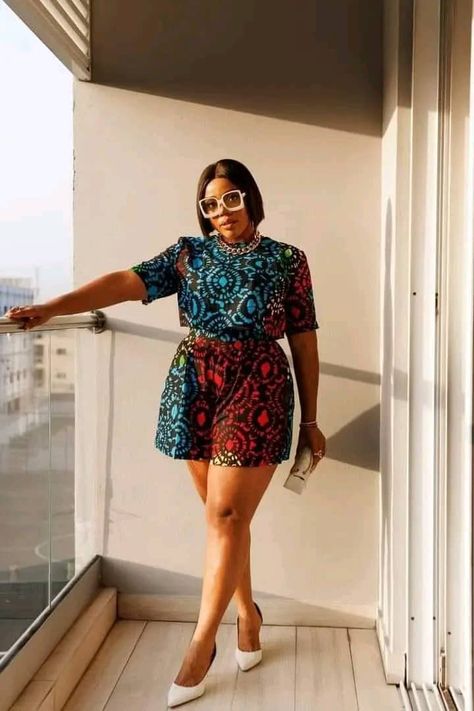 Short And Top Set Two Pieces Ankara, Ankara Dress Designs, Ankara Short Gown Styles, Ankara Dress Styles, 2piece Outfits, African Print Dress Ankara, African Print Clothing, Short African Dresses, African Inspired Clothing