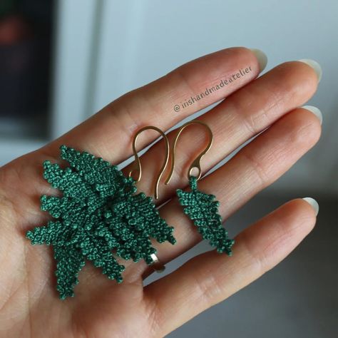 Crochet Fern Earrings | Şemuli 🌿 . . . . . . #crochetfern #fernearrings #fernaccessories #accessoryaddict Crochet Fern, Fern Earrings, Fern, Crochet