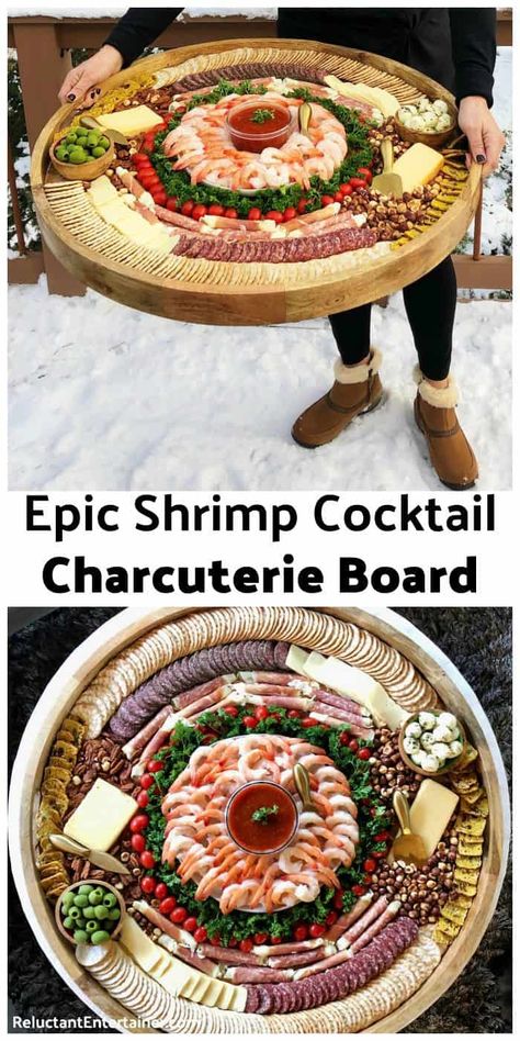 Epic Shrimp Cocktail Charcuterie Board #charcuterieboard #movefor #shrimpcocktail Cocktail Charcuterie Board, Appetizers For Party Christmas, Christmas Shrimp, Shrimp Cheese, Decorações Com Comidas, Charcuterie Inspiration, Charcuterie Cheese, Charcuterie Platter, Party Food Platters