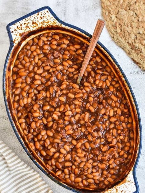 Baked Beans From Scratch • Dance Around the Kitchen B&m Baked Beans Recipe, Labor Day Food Ideas, Labor Day Food, Baked Beans From Scratch, Dance Around The Kitchen, Beans From Scratch, Charro Beans, Vegan Bbq Recipes, Homemade Baked Beans