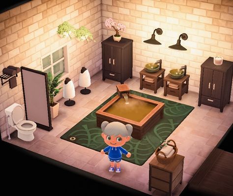 ACNH bathroom ideas Animal Crossing Room Ideas Bathroom, Bathroom Ideas Animal Crossing, Animal Crossing Easy Ideas, Animal Crossing Spa Ideas, Bedroom Animal Crossing New Horizon, Maison Animal Crossing New Horizon, Chambre Animal Crossing New Horizon, Animal Crossing Bathroom Ideas, Bathroom Animal Crossing