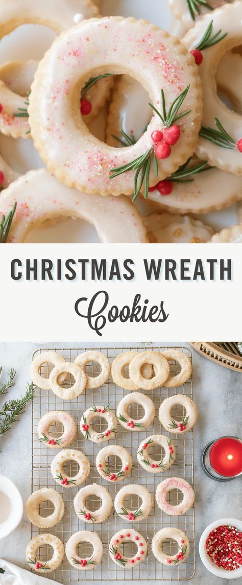 Festive Cookie Recipes, Christmas Wreath Cookies, Christmas Cookie Recipes Holiday, Gingerbread House Parties, Christmas Shortbread, Best Christmas Cookie Recipe, Wreath Cookies, Frozen Christmas, Christmas Sprinkles