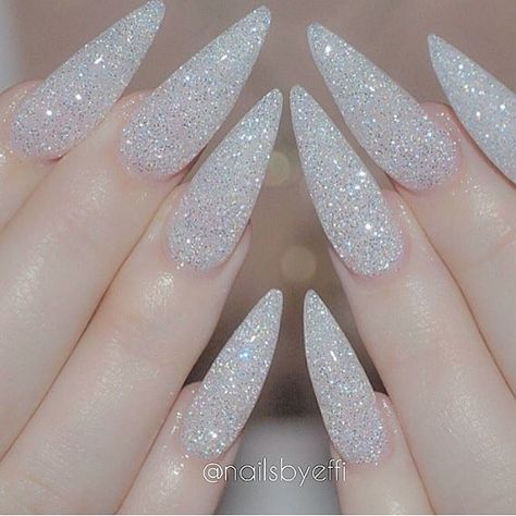 Crystallized Wedding Stiletto Nails, Sparkly Acrylic Nails, Nails Holographic, Painting Nails, Sugar Nails, Glitter Stilettos, Nails With Glitter, Stiletto Nail Art, Glittery Nails