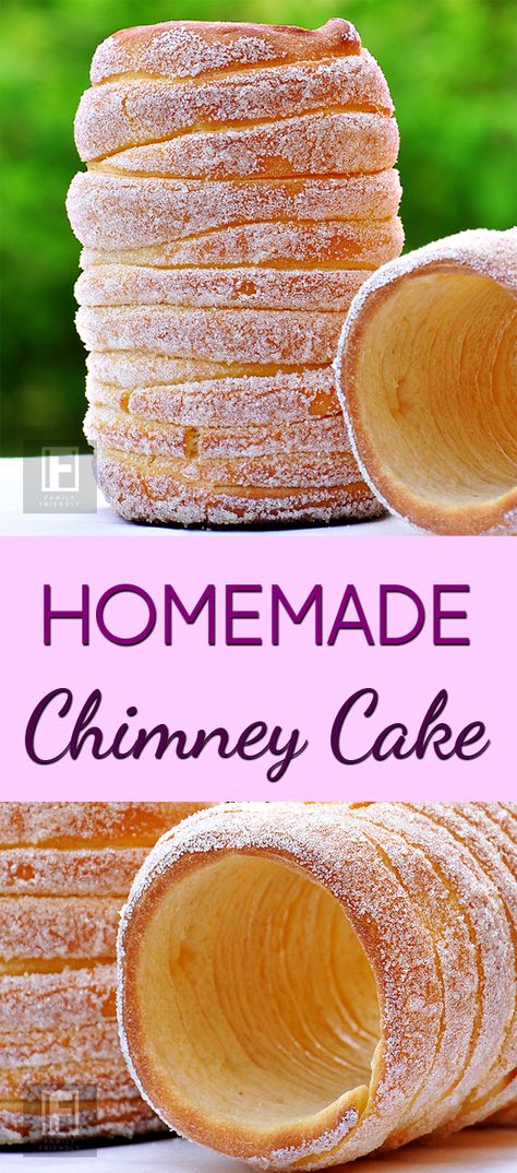 Hungarian Chimney Cake Recipe, Chimney Cakes Hungarian, Chimney Cones Recipe, Chimney Cakes Recipe, Chimney Cake Recipe, Chimney Cakes, Easy Puff Pastry Recipe, Cake At Home, Chimney Cake