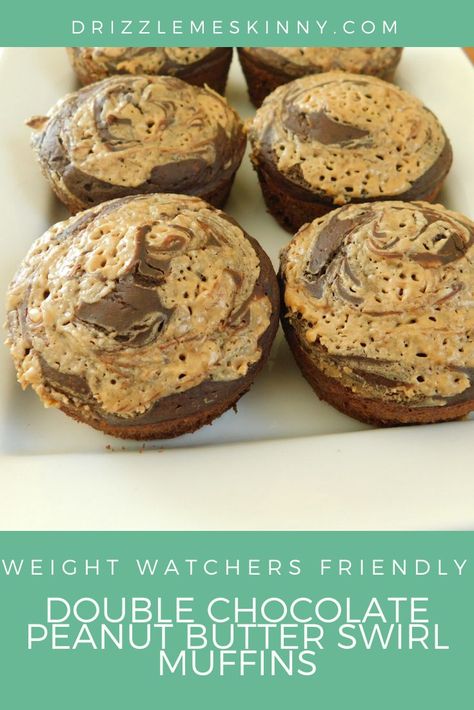 Chocolate Peanut Butter Muffins, Healthy Chocolate Peanut Butter, Swirl Muffins, Weight Watchers Muffins, Butter Muffins, Peanut Butter Muffins, Weight Watchers Dessert Recipes, Weight Watchers Meal Plans, Weight Watchers Snacks