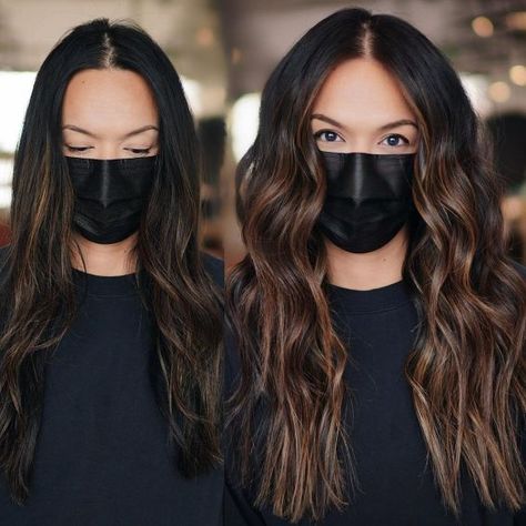 Subtle Face-Framing Streaks for Dark Hair Balayage With Face Framing, Chocolate Brown Hair Ideas, Chocolate Balayage, Chocolate Brown Hair Color Ideas, Brown Hair Ideas, Dark Chocolate Hair, Dark Chocolate Brown Hair, Brown Hair Color Ideas, Chocolate Brown Hair Color