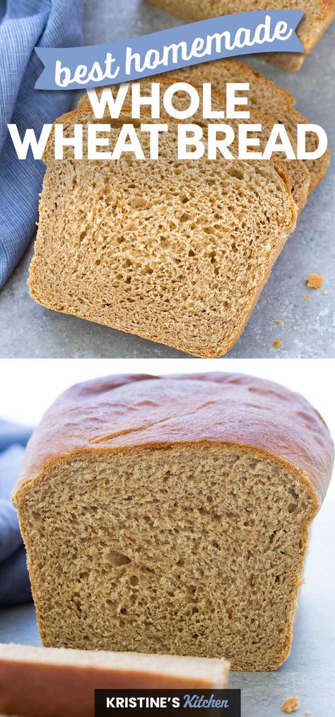 Best Whole Wheat Bread, Homemade Whole Wheat Bread, Wheat Flour Recipes, Sandwich Bread Recipe, Wheat Bread Recipe, Healthy Bread Recipes, Wheat Recipes, Bread Soft, Homemade Bread Recipes Easy