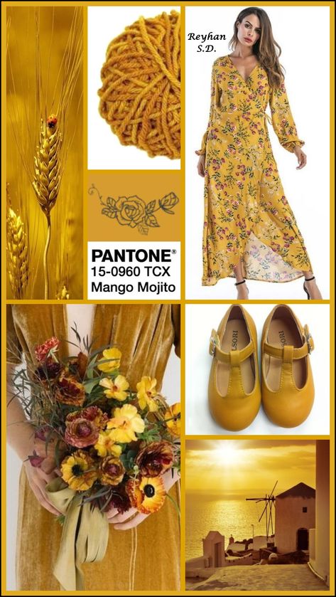 '' Mango Mojito '' Pantone Spring/ Summer 2019 Color '' by Reyhan S.D. Mango Mojito, Color Collage, Beautiful Collage, Color Balance, Beautiful Color Combinations, Yellow Fashion, Mellow Yellow, Shades Of Yellow, Color Of The Year