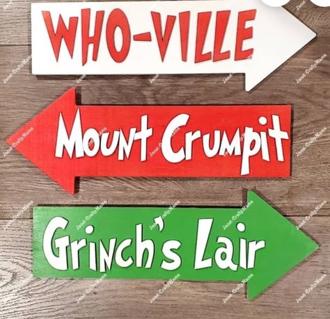 Grinches Lair Sign, Grinch’s Lair, Who Ville Christmas Decor, Who Ville Decorations, Grinchs Lair, Who Ville Decorations Christmas Ideas, Grinch Signs Wooden Diy, Grinchmas Ideas, Diy Grinch Decorations