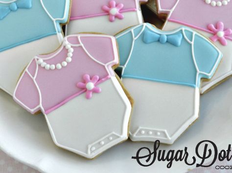 Girl Shower Cupcakes, Baby Shower Cookies Neutral, Dot Cookies, Cookies Decorated With Royal Icing, Onesie Cookies, Gender Reveal Cookies, Custom Sugar Cookies, Baby Shower Sweets